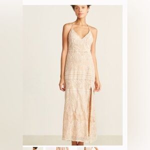 Lush lace light tan cream Maxi Dress